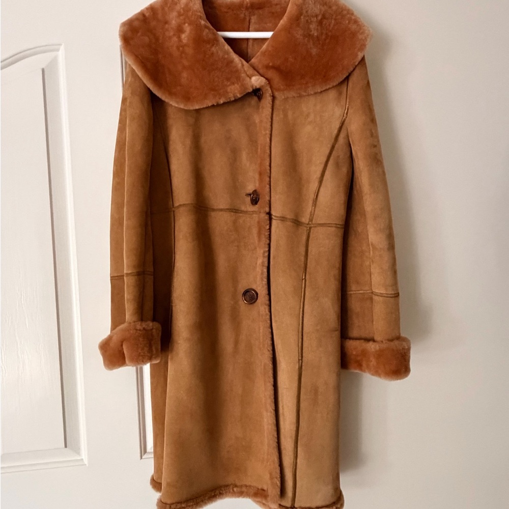 Searle Camel Suede Shearling Fur Coat